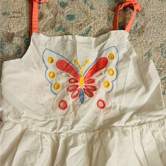 Mini Boden White Dress with Colorful Butterfly Embroidery - Picture 2 of 5